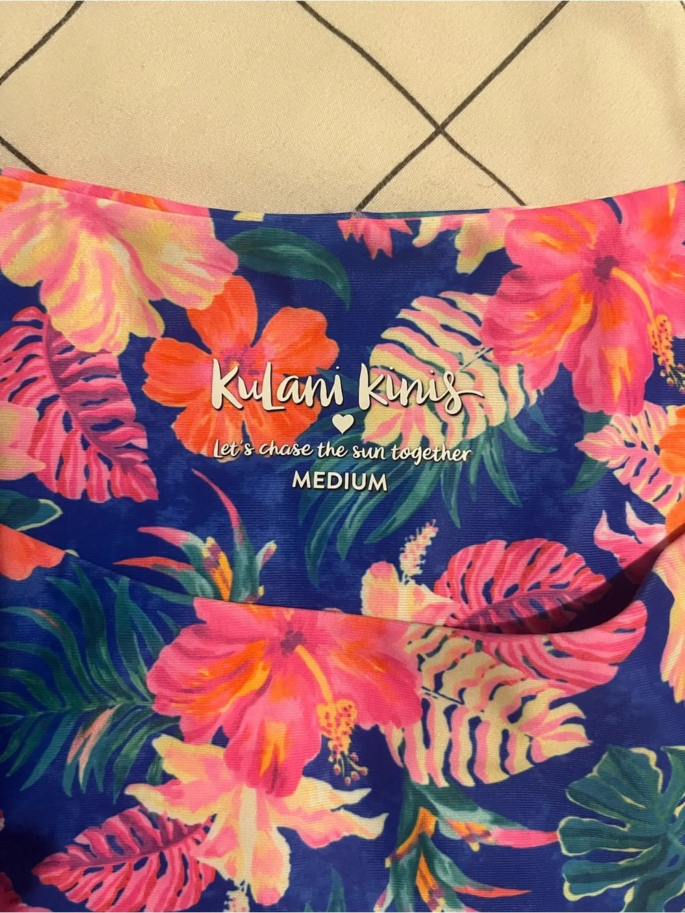 Kulani Kinis Tropical Floral Bikini Bottoms - Navy, Pink & Coral